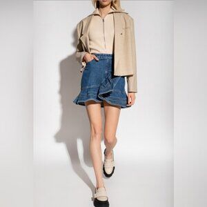 Self-Portrait Ruffled Denim Street Style Mini Skirt